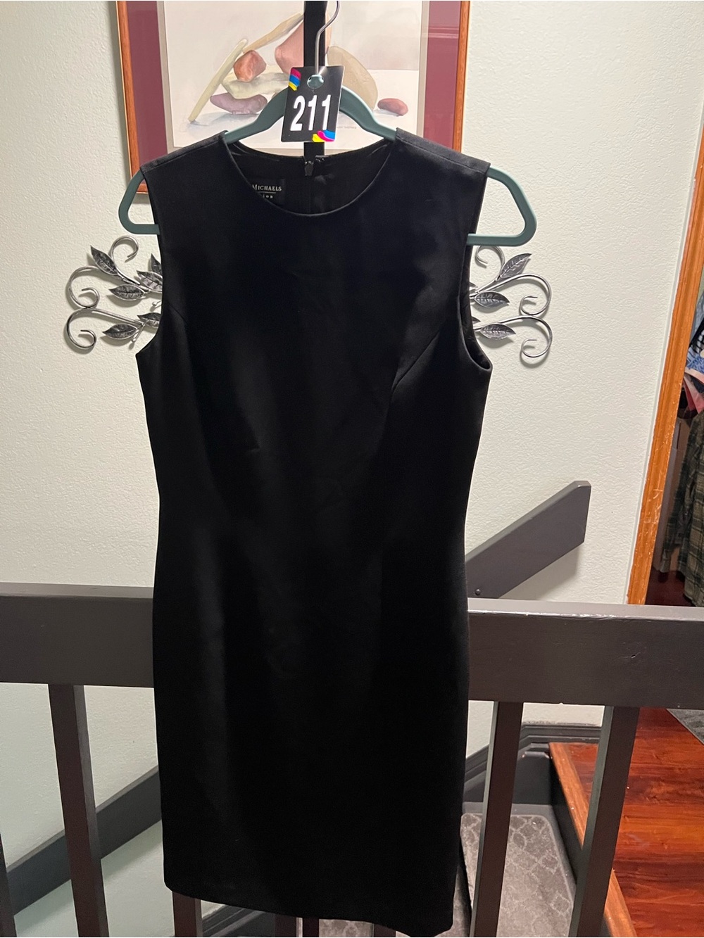 Michaels Black Sleeveless Midi Sheath Dress - Classic Minimalist Size 8 #211